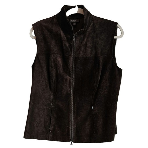 Classiques‎ Entier brown calf leather merino wool vest size Large - Picture 1 of 8